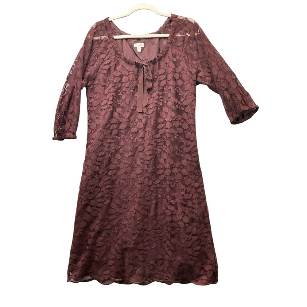 Garnet Hill Boheme Lace Dress Pullover Berry Women's 12 - Picture 2 of 16